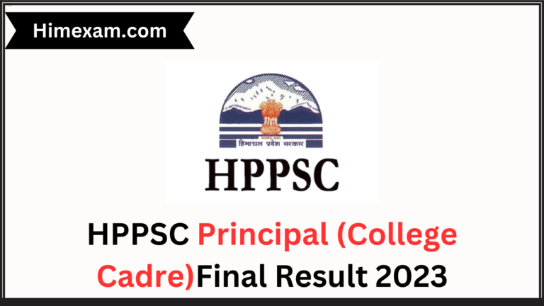 HPPSC Principal (College Cadre)Final Result 2023