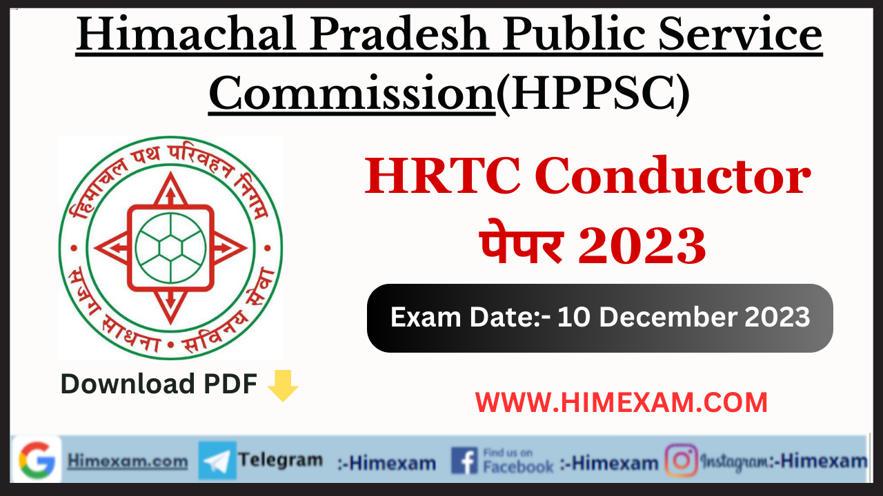 HRTC Conductor Question Paper Held On 10 December 2023:- HPPSC Shimla