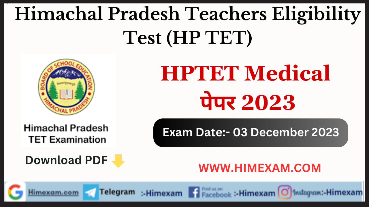 HPTET Medical Question Paper Held On 03 December 2023