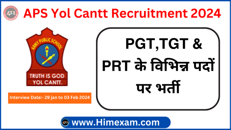 APS Yol Cantt PGT TGT & PRT Recruitment 2024