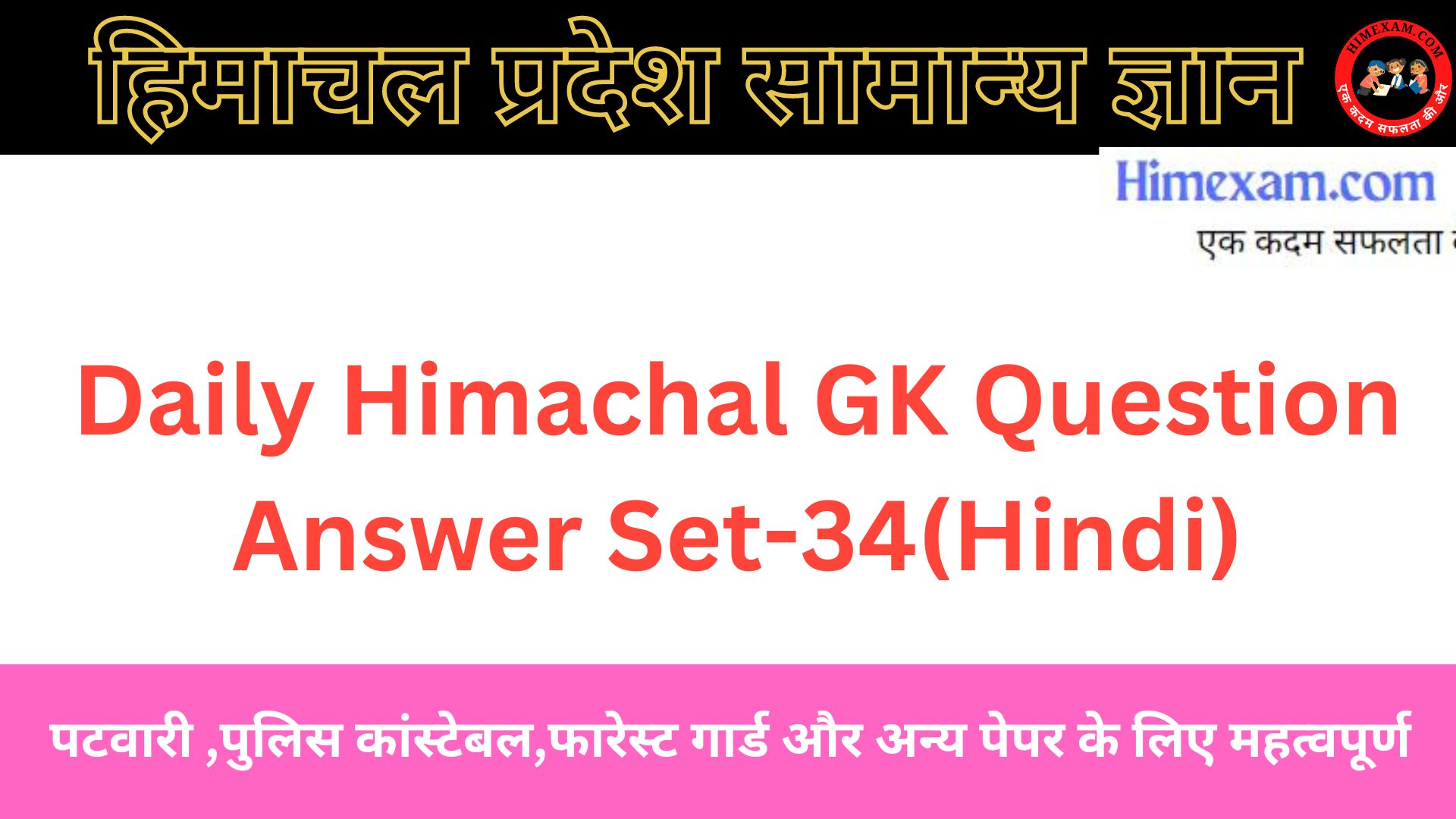 Daily Himachal GK Question Answer Set-34(Hindi)