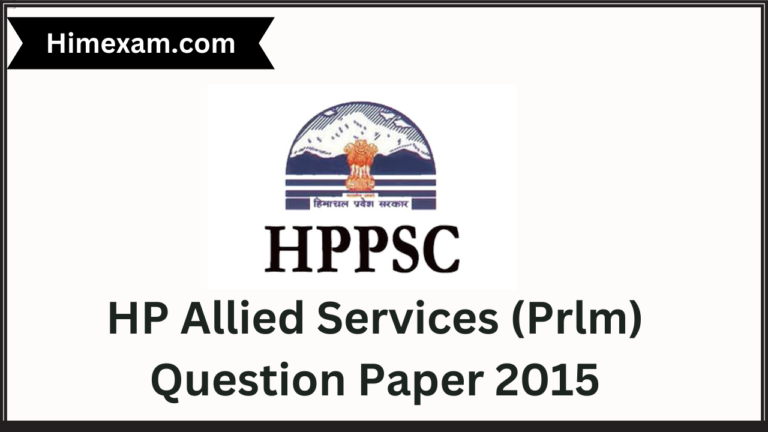 HP Allied Services (Prlm) Question Paper 2015