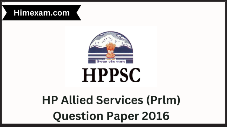 HP Allied Services (Prlm) Question Paper 2016