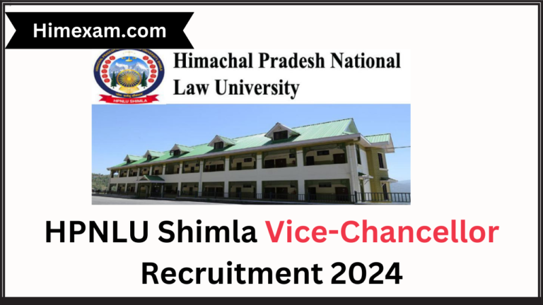 HPNLU Shimla Vice-Chancellor Recruitment 2024