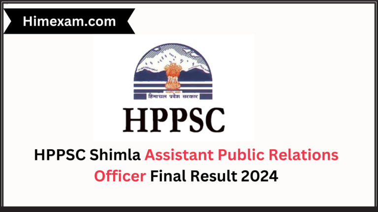 HPPSC Shimla Assistant Public Relations Officer Final Result 2024