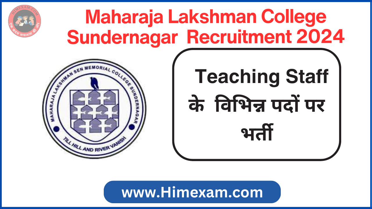 MLSM College Sundernagar Teaching Staff Recruitment 2024