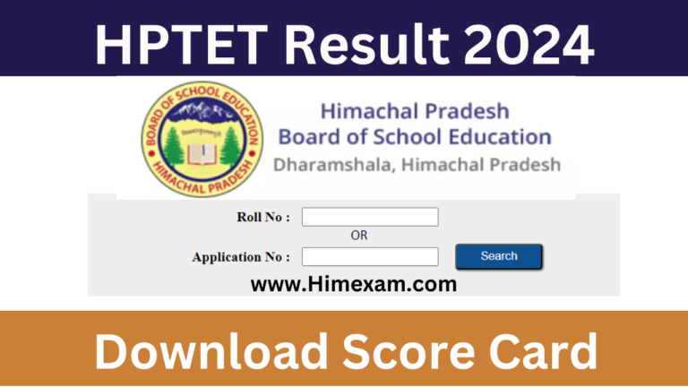 HPTET Result 2024(November 2023) @Download Score Card