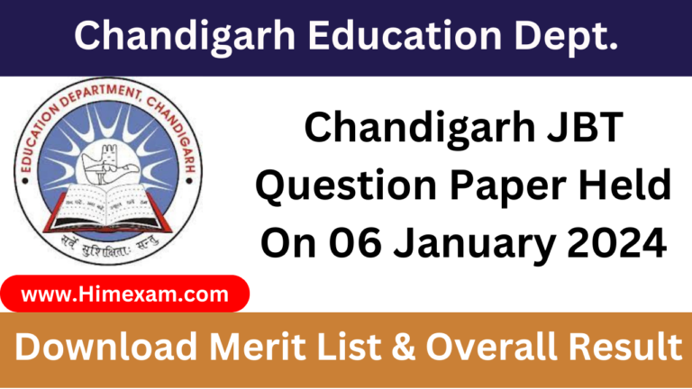 Chandigarh JBT Question Paper Held On 06 January 2024