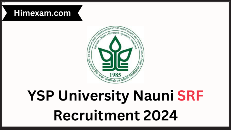 YSP University Nauni SRF Recruitment 2024