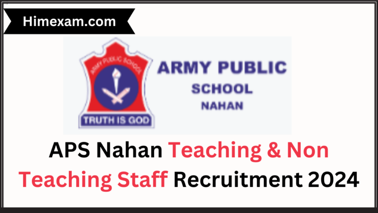 APS Nahan Teaching & Non Teaching Staff Recruitment 2024