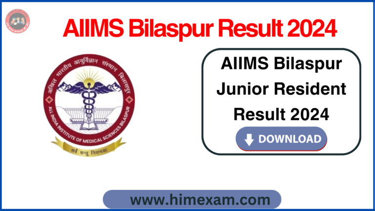 AIIMS Bilaspur Junior Resident Result 2024