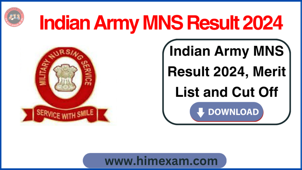 Indian Army MNS Result 2024, Merit List and Cut Off