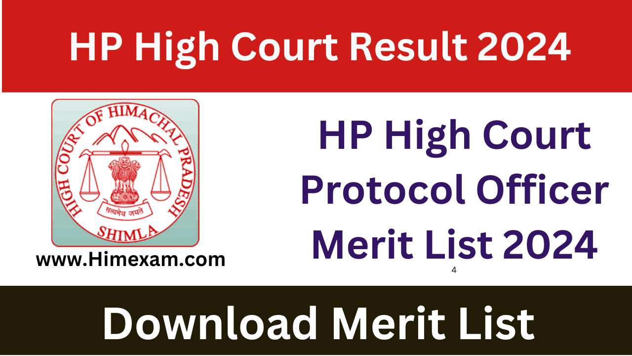 HP High Court Protocol Officer Merit List 2024