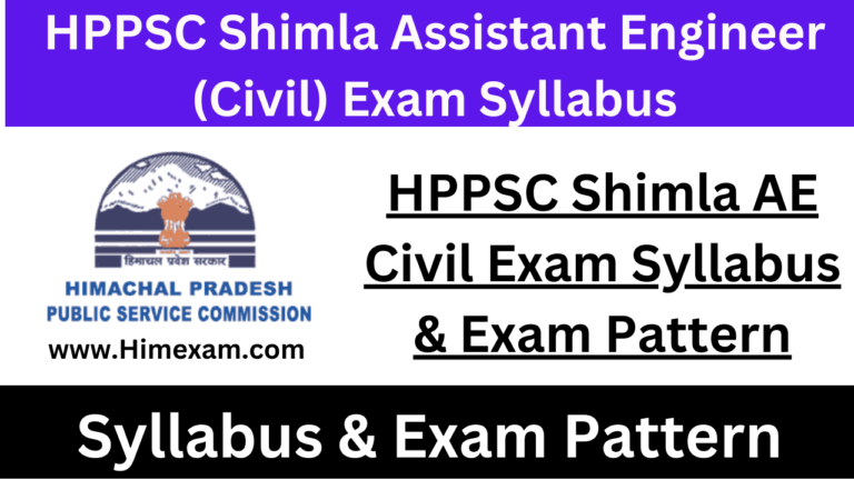 HPPSC Shimla AE Civil Exam Syllabus & Exam Pattern