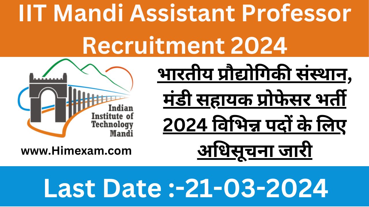 IIT Mandi Assistant Professor Recruitment 2024 Notification Out For Various Posts