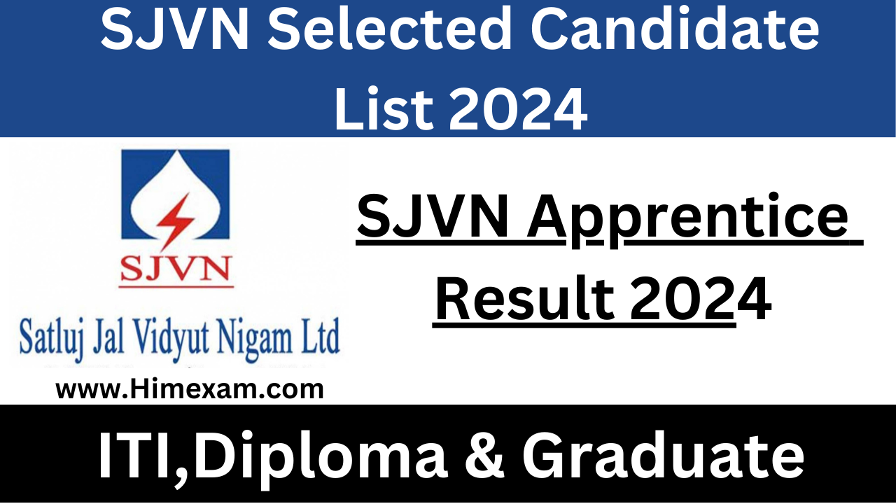 SJVN Apprentice Result 2024(ITI Diploma & Graduate)
