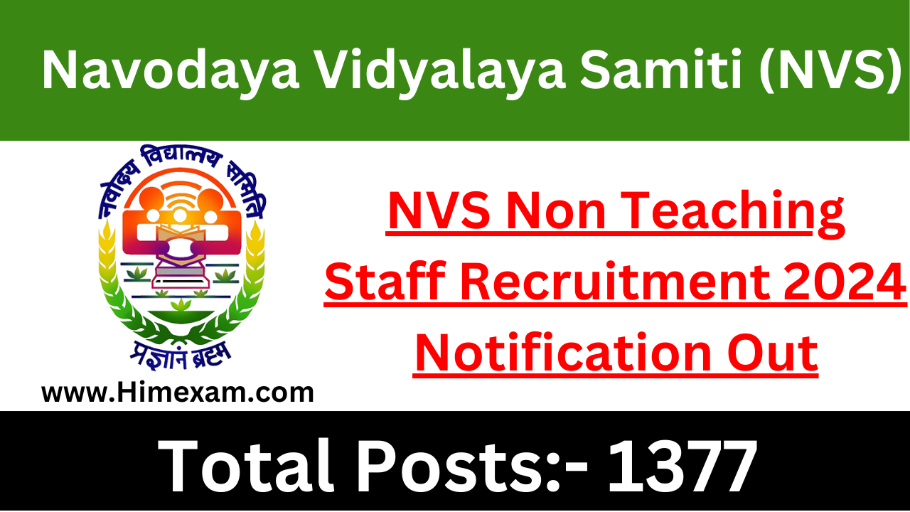 NVS Non Teaching Staff Recruitment 2024 Notification Out