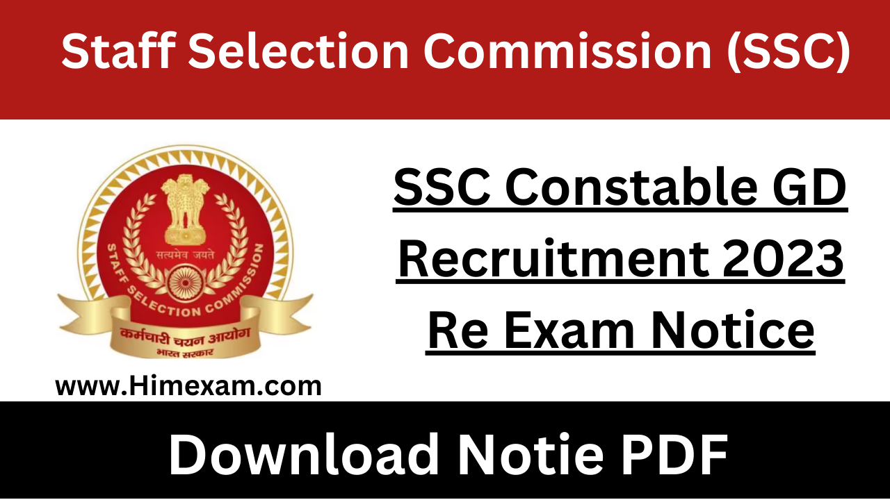 SSC Constable GD Recruitment 2023 Re Exam Notice