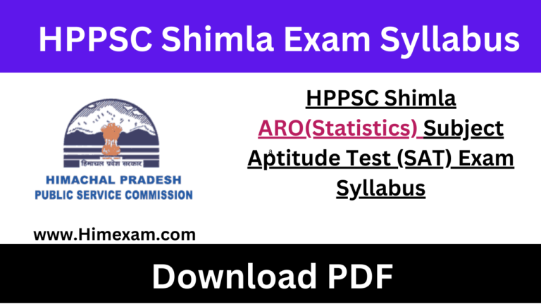 HPPSC Shimla ARO(Statistics) Subject Aptitude Test (SAT) Exam Syllabus
