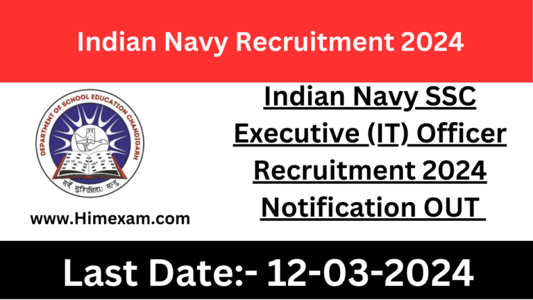 Indian Navy SSC Executive (IT) Officer Recruitment 2024 Notification OUT & Apply Online