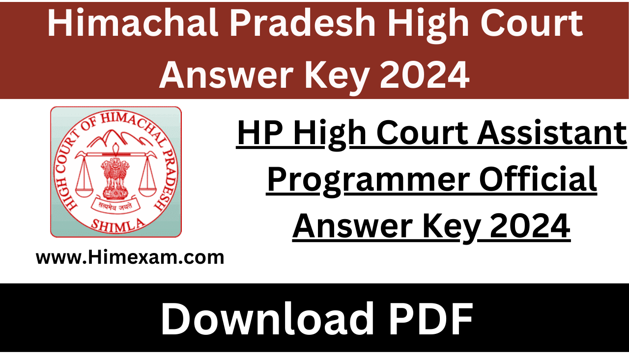 HP High Court Assistant Programmer Official Answer Key 2024