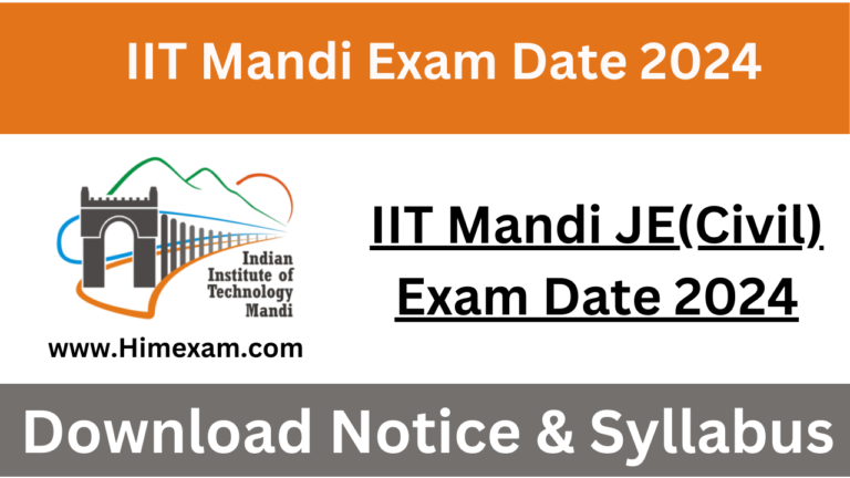 IIT Mandi JE(Civil) Exam Date 2024