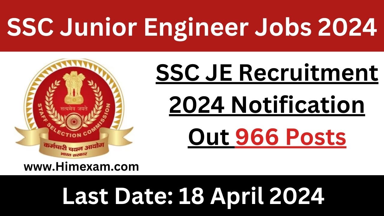 SSC JE Recruitment 2024 Notification Out 966 Posts