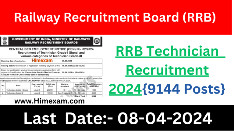 RRB Technician Recruitment 2024