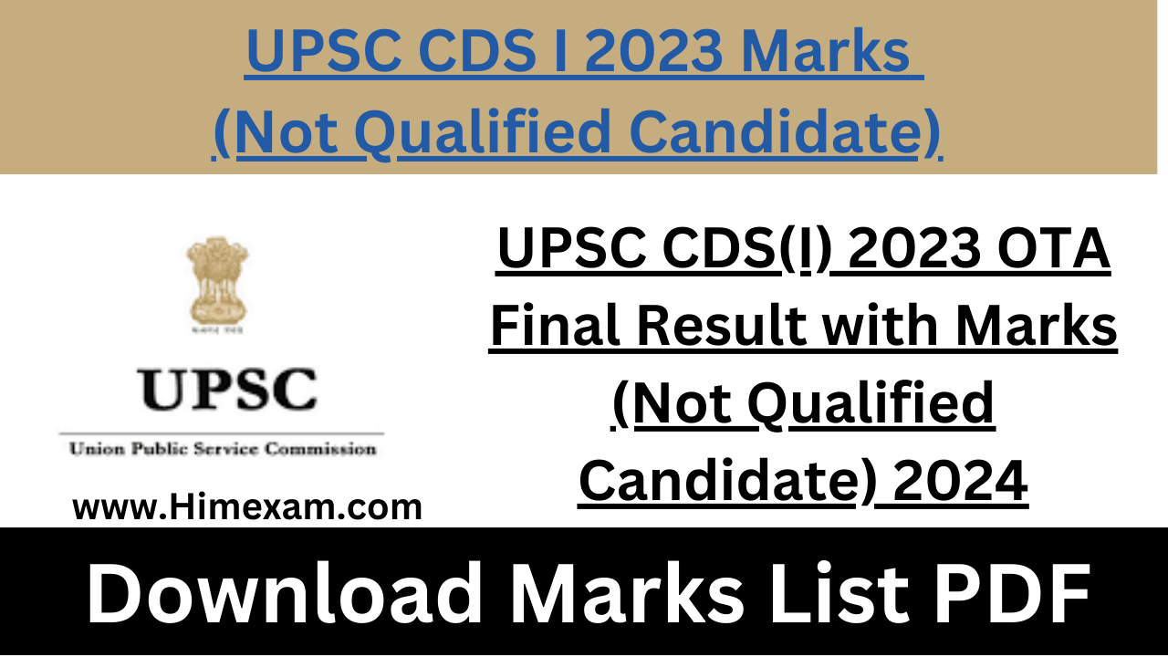 UPSC CDS(I) 2023 OTA Final Result with Marks (Not Qualified Candidate