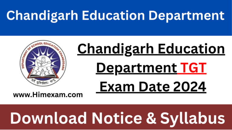 Chandigarh Education Department TGT Exam Date 2024
