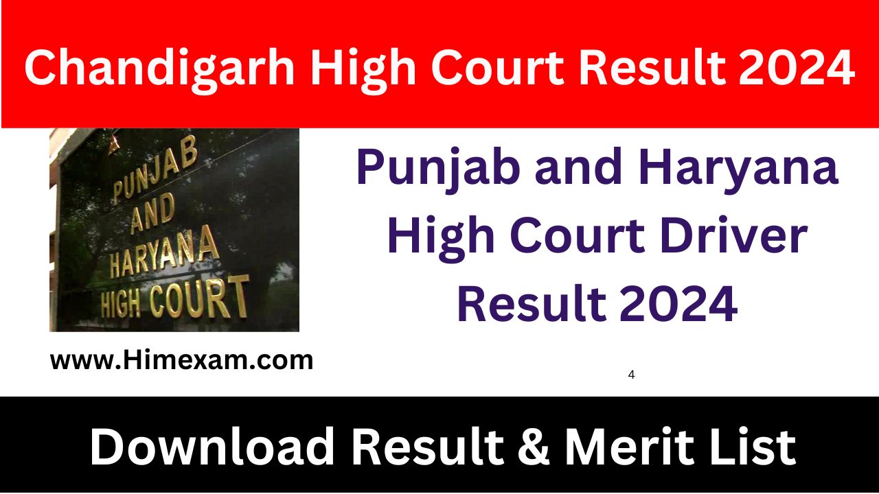 Chandigarh High Court Driver Result 2024