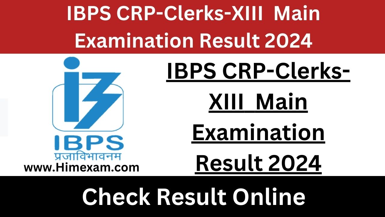 IBPS CRPClerksXIII Online Main Examination Result 2024