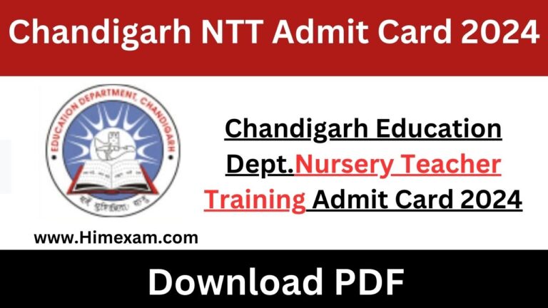 Chandigarh NTT Admit Card 2024
