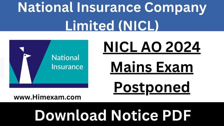 NICL AO 2024 Mains Exam Postponed