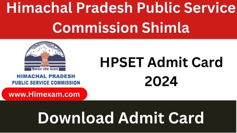 HPSET Admit Card 2024