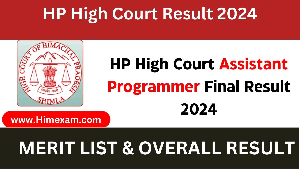 HP High Court Assistant Programmer Final Result 2024