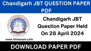 Chandigarh JBT Question Paper Held On 28 April 2024
