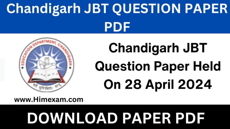 Chandigarh JBT Question Paper Held On 28 April 2024