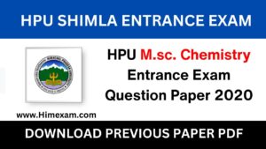 HPU M.sc. Chemistry Entrance Exam Question Paper 2020