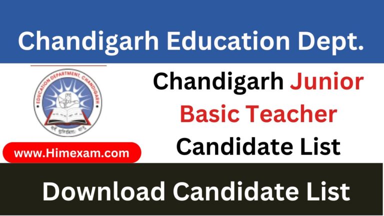 Chandigarh Education Dept. JBT Candidate List 2024