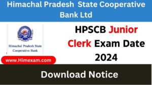 HPSCB Junior Clerk Exam Date 2024