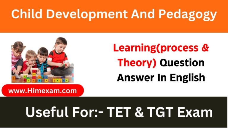 Learning(process & Theory) Question Answer In English