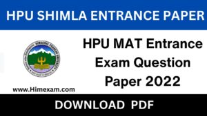 HPU MAT Entrance Exam Question Paper 2022