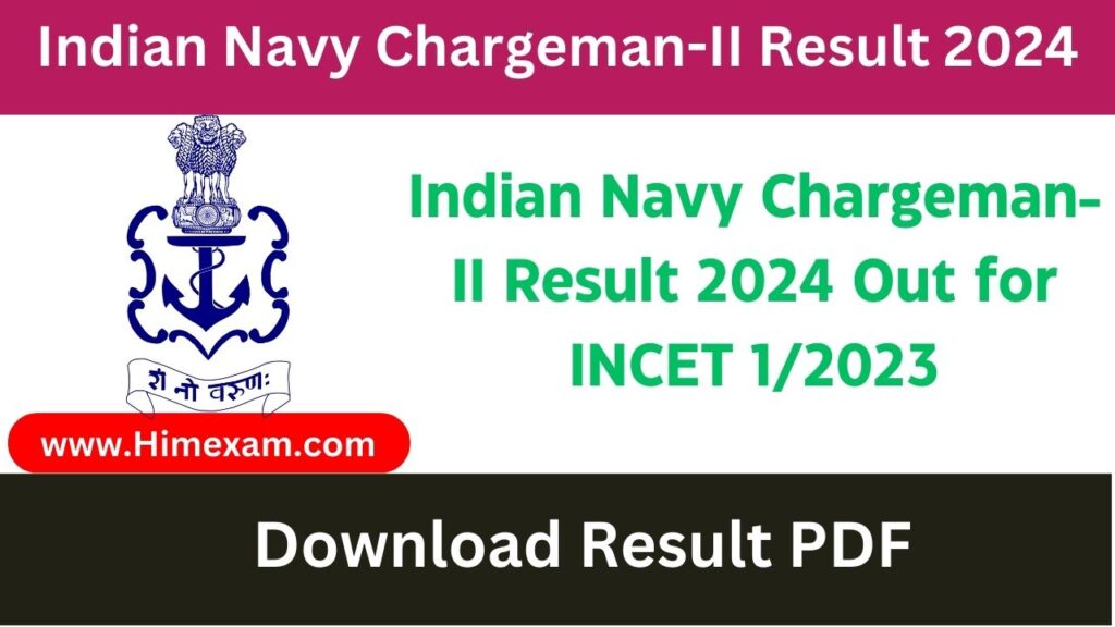 Indian Navy Chargeman-II Result 2024 Out for INCET 1/2023 - Himexam.com