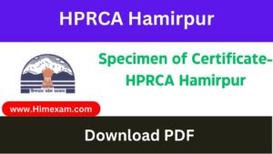 Specimen of Certificate-HPRCA Hamirpur