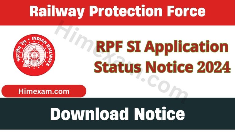 RPF SI Application Status Notice 2024