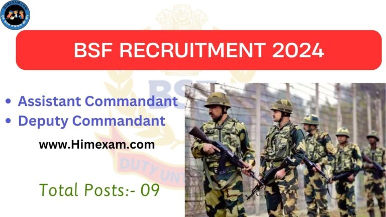 BSF Assistant and Deputy Commandant Recruitment 2024