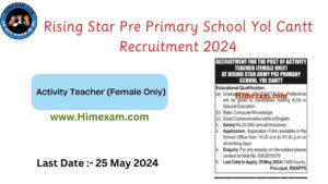 Rising Star Pre Primary School Yol Cantt Activity Teacher Recruitment 2024