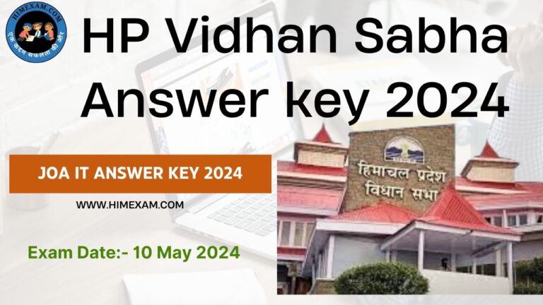 HP Vidhan Sabha JOA IT Answer key 2024