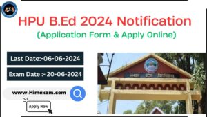 HPU B.Ed 2024 Application Form - Apply Online